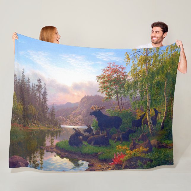 Manta Polar Majestuoso alce en un paisaje otoñal sueco (In situ)