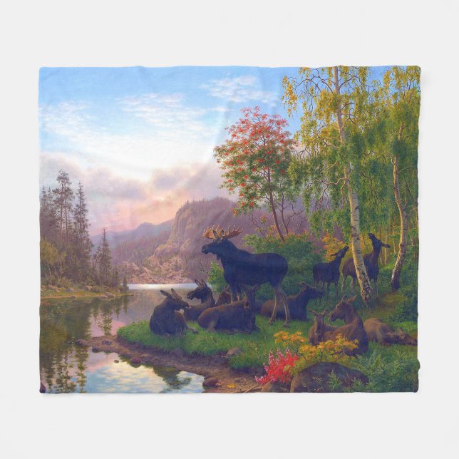 Manta Polar Majestuoso alce en un paisaje otoñal sueco (Frente (Horizontal))