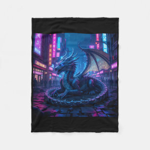 Manta Polar Majestuoso Dragón Cyberpunk En Neon City Sti