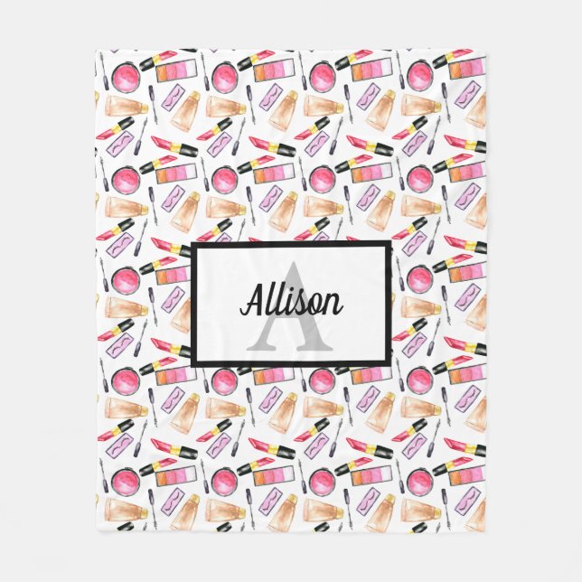 Manta Polar Makeup Girly Moda Monograma Pulseras Cute de labio (Anverso)