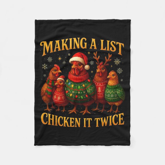 Manta Polar Making A List Chicken It Twice Funny Christmas  (Anverso)