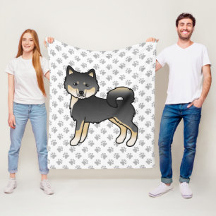 Manta Polar Malamute Alaskan Negro Y Canela Perro De Dibujos A