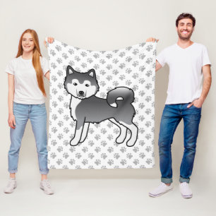Manta Polar Malamute Azul de Alaska Perro de Dibujos Animados
