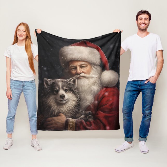 Manta Polar Malamute de Alaska con Navidad de Papá Noel (In situ)
