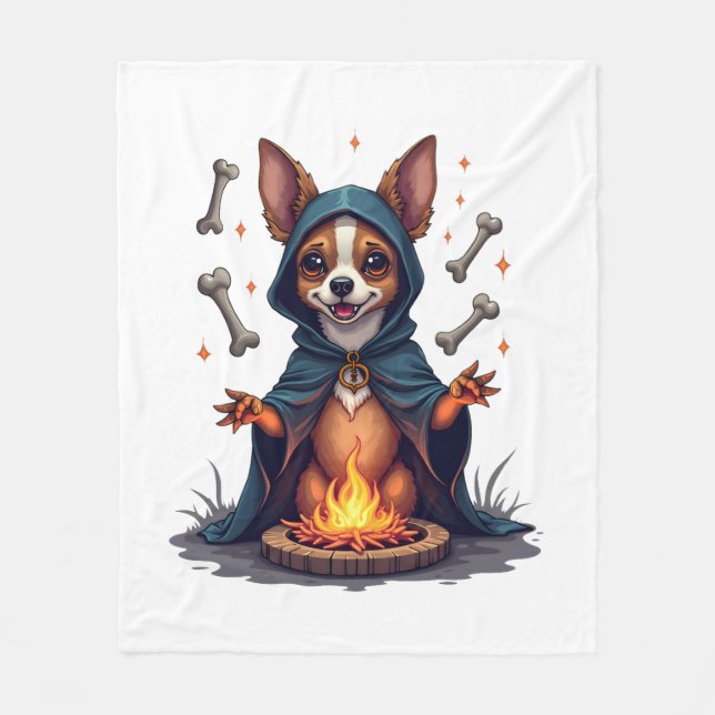 Manta Polar Maldito perro ritual chihuahua (Anverso)