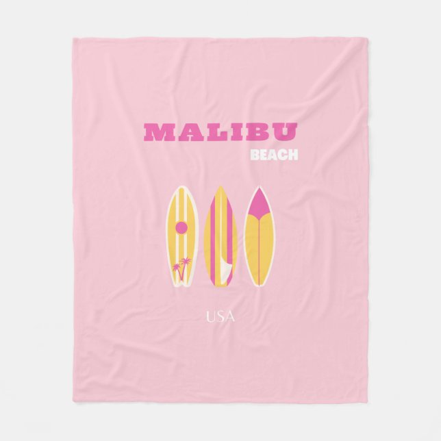 Manta Polar Malibu, Playa Malibu, Preppy, Rosa (Anverso)