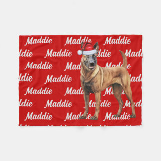 Manta Polar Malinois belga sobre rojo con perros Navidades de 