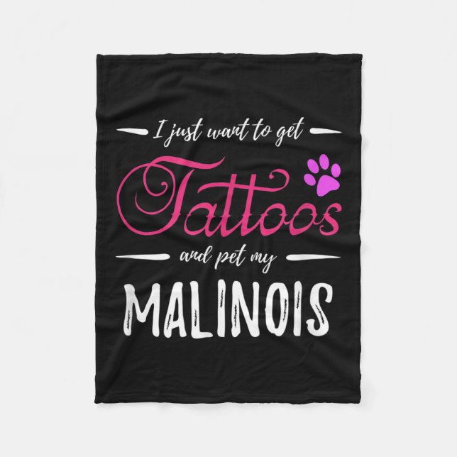 Manta Polar Malinois Dog Lover Tattoo Divertida Perra Mamá Reg (Anverso)