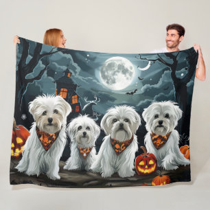 Manta Polar Maltés Halloween Espeluznante