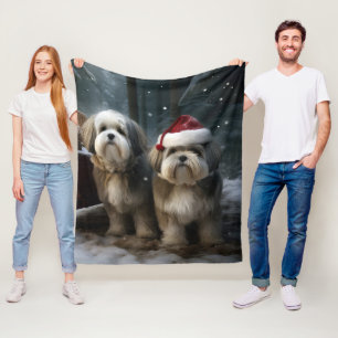 Manta Polar Malti tzu Sleigh Nevado Decoración Navideña