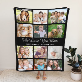 Manta Polar Mamá 12 Collage de fotos negro