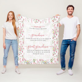 Manta Polar Mamá Abuela y Bisabuela con Nombres Florales