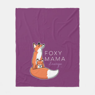 Manta Polar Mamá astuta del Fox con el bebé, personalizado