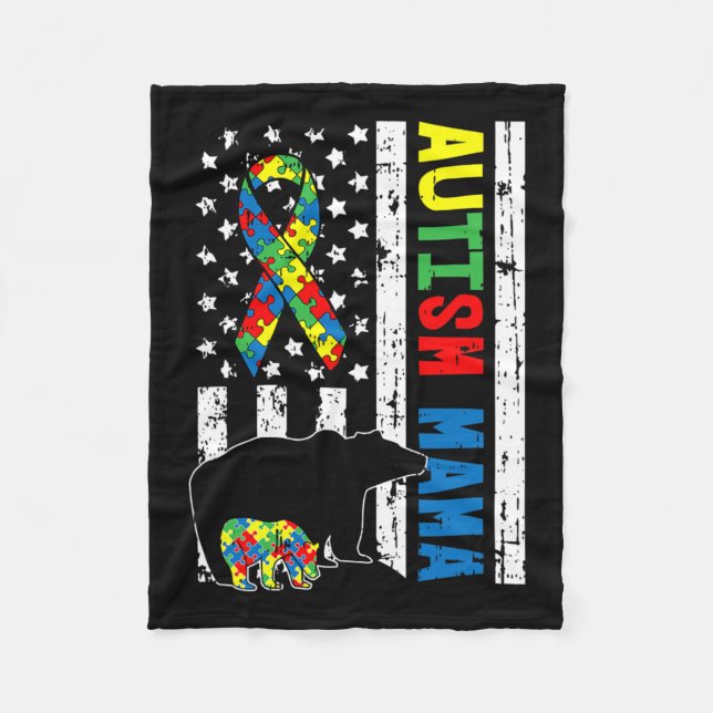 Manta Polar Mama Bear Matanza Autismo Familiar Regalos De Sens (Anverso)