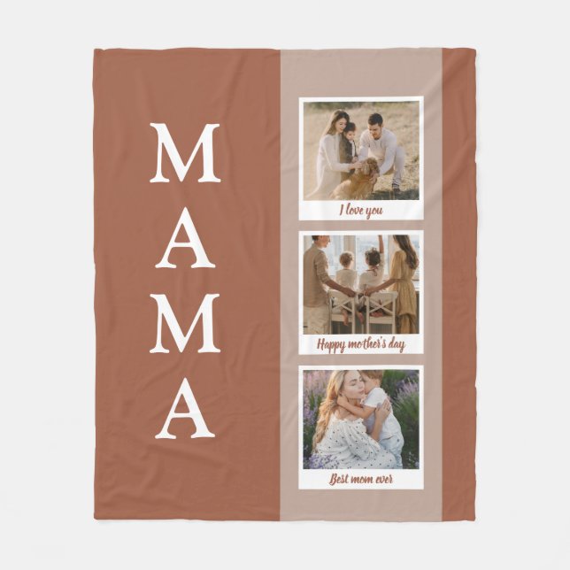 Manta Polar Mama Blanket personalizado con 3 fotos y Personali (Anverso)