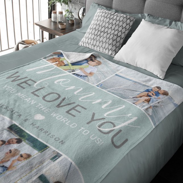 Manta Polar Mamá Collage de fotos 'Te queremos' (Subido por el creador)