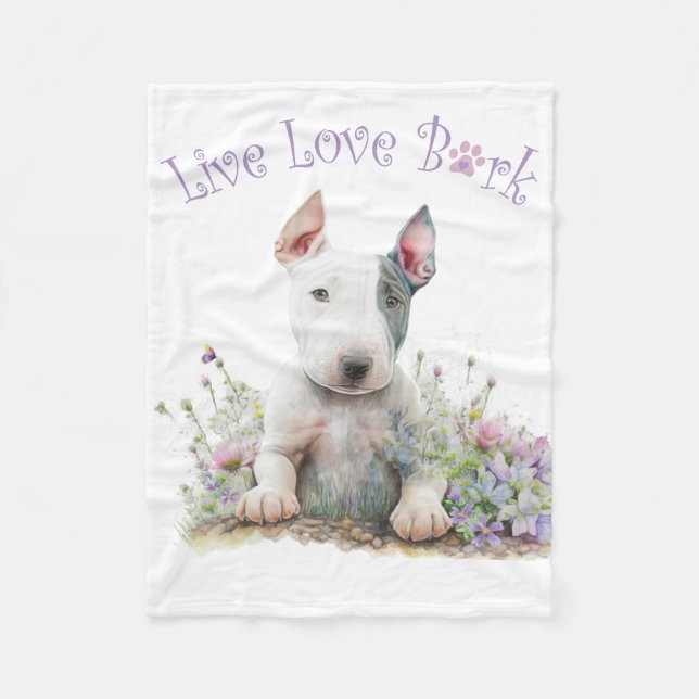 Manta Polar Mamá de Bull Terrier Floral (Anverso)