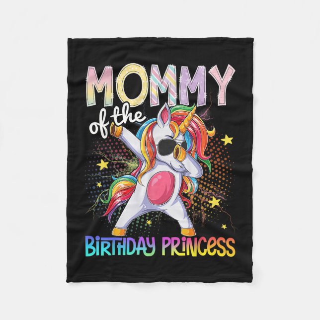 Manta Polar Mamá De La Princesa De Cumpleaños Unicorn Dabbing (Anverso)