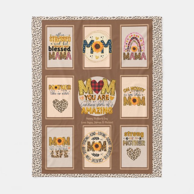 Manta Polar ¡Mamá de moda! Personalizado Leopard Print Mom Cit (Anverso)