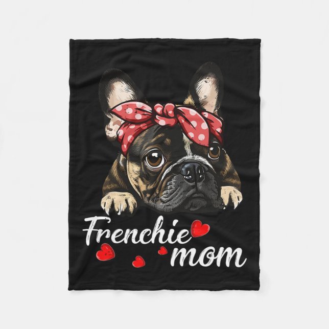 Manta Polar Mamá de perro Bulldog francés mamá ama el día de l (Anverso)