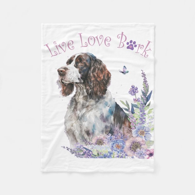 Manta Polar Mamá de Springer Spaniel Floral (Anverso)
