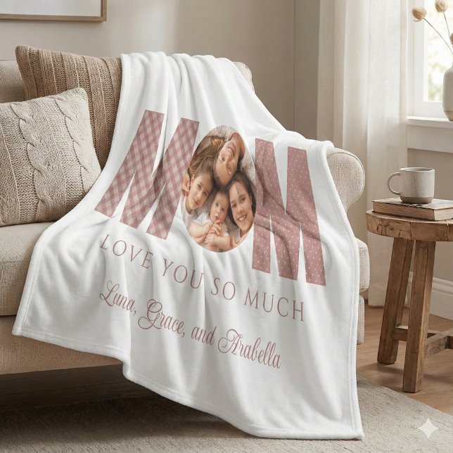 Manta Polar Mamá Foto Fleece Blanket (Celebrate mom with this sweet personalized photo blanket! )