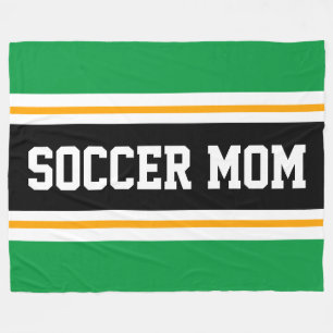 Manta Polar MAMÁ FÚTBOL Divertido Verde Negro Naranja Rayas de