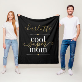 Manta Polar Mamá Genial Personalizada Super Negra y Dorada