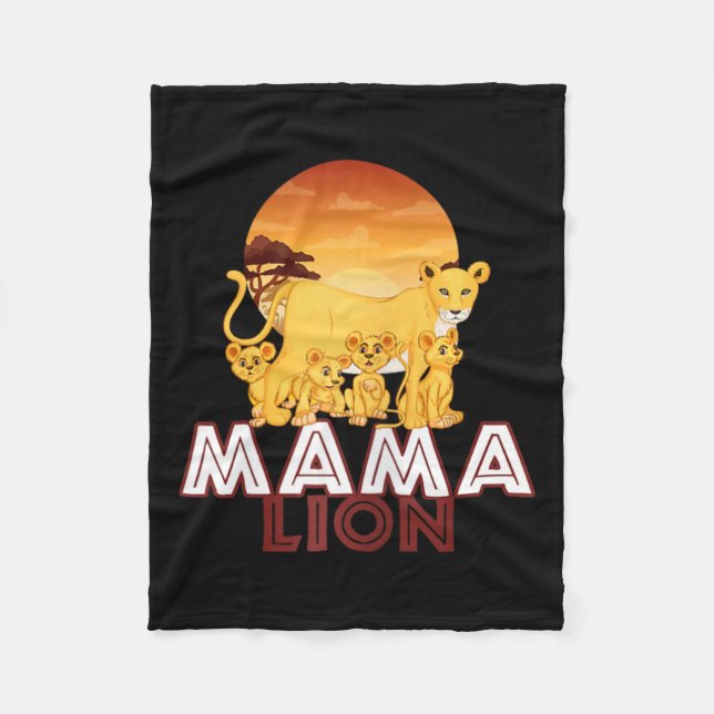 Manta Polar Mama Lion - Big Cat Familia Madre Hijos Tee (Anverso)