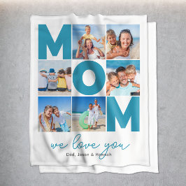 Manta Polar Mamá moderna personalizada 6 Collages de fotos