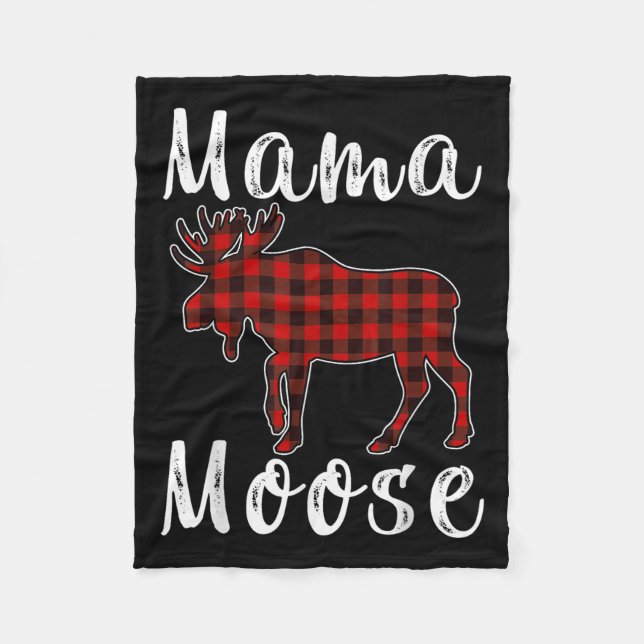 Manta Polar Mama Moose Family Christmas Pajama Red&amp; Black  (Anverso)