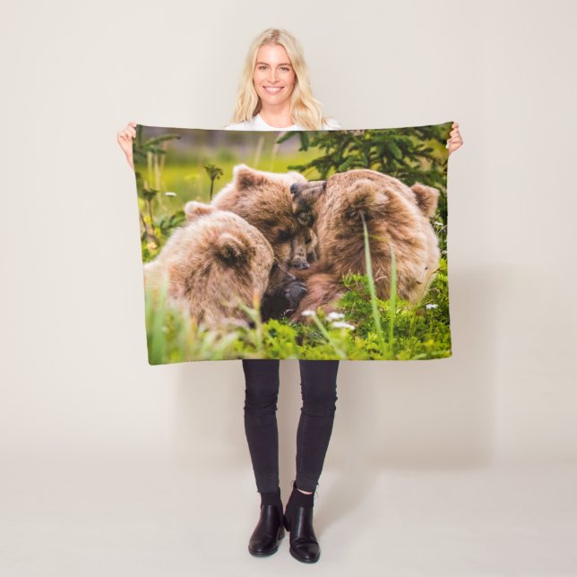 Manta Polar Mamá oso enfermería sus dos cobs, el lago Clark Na (In situ)