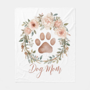 Manta Polar Mamá Perro Estampa de Pata Floral Acuarela Persona