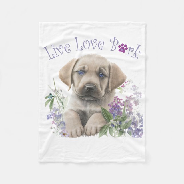 Manta Polar Mamá Perro Labrador Floral (Anverso)