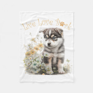 Manta Polar Mamá Perro Malamute de Alaska Floral
