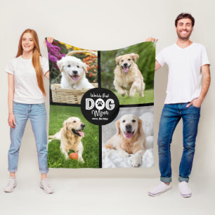 Manta Polar Mamá Perro Mejor del Mundo Personalizado 4 Fotos T