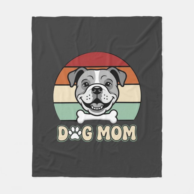 Manta Polar Mamá Perro Retro Bulldog Vector (Anverso)