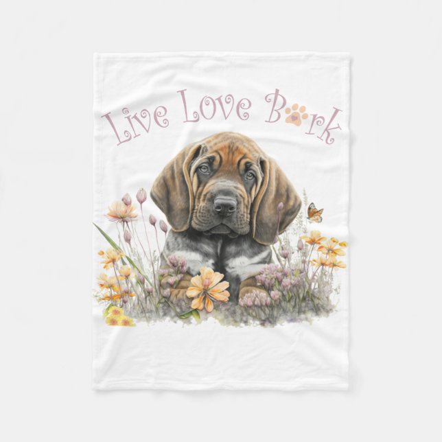 Manta Polar Mamá Perro Sabueso Floral (Anverso)