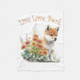 Manta Polar Mamá Perro Shiba Inu Floral