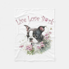 Manta Polar Mamá Perro Terrier de Boston Floral