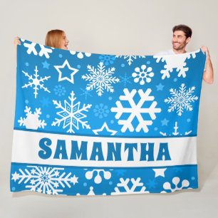 Manta Polar Mamá personalizada nombra Navidades de copos de ni