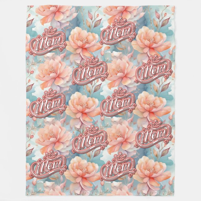 Manta Polar Mamá Reina Floral (Anverso)