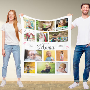 Manta Polar Mamá te queremos los corazones personalizados mode