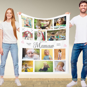 Manta Polar Mamaw Te Amamos Corazones Personalizados Modernos