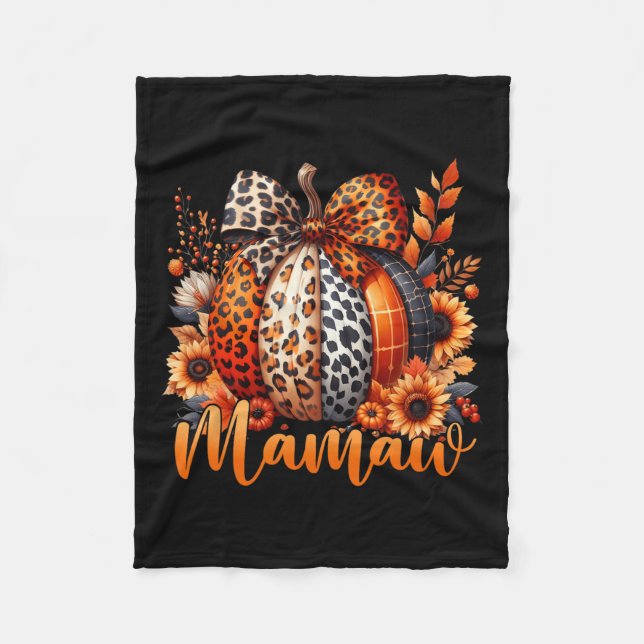 Manta Polar Mamaw Thankeve Leopard Pumpkin Sunflower Coque (Anverso)