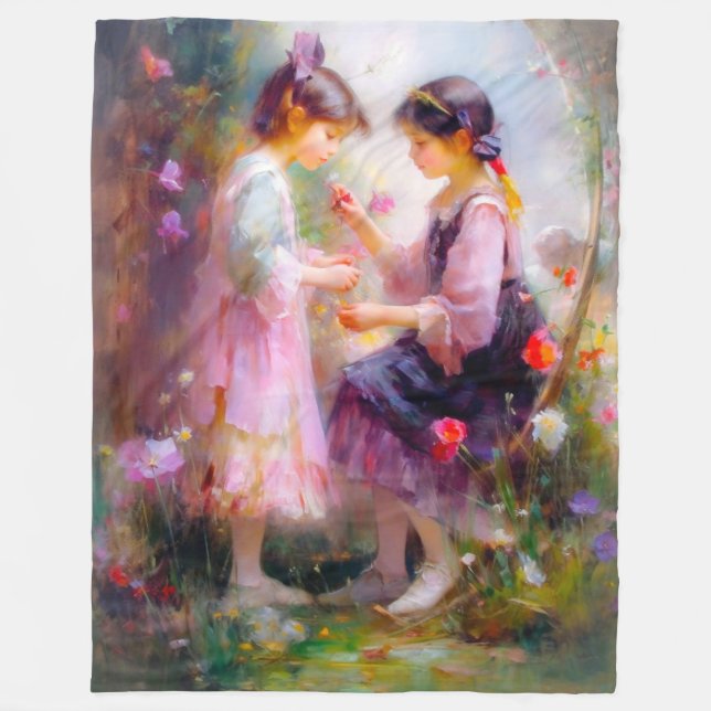 Manta Polar Mañana en un jardín (Anverso)