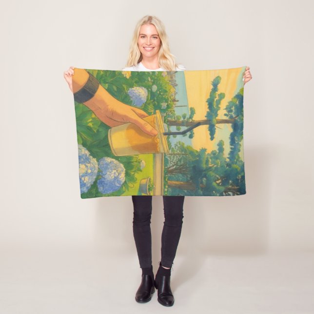 Manta Polar Mañana pacífica con café helado en un floreciente  (In situ)