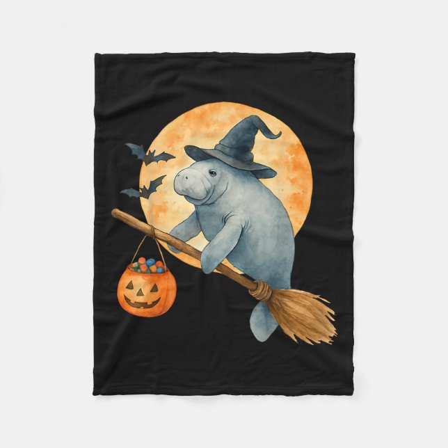 Manta Polar Manatee Gorra Calabaza Halloween Vestidos Hombres  (Anverso)