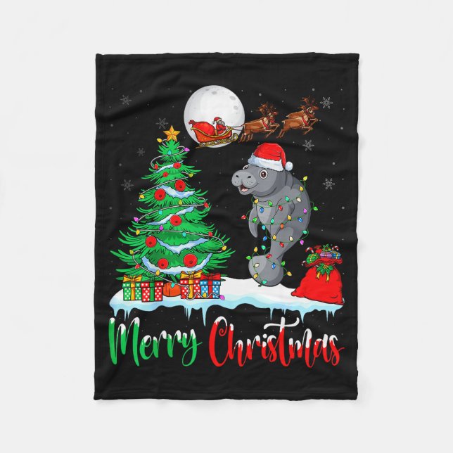 Manta Polar Manatee Santa Hat Xmas Tree Merry Christmas Manate (Anverso)