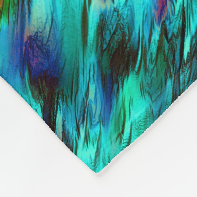 Manta Polar Manchas brillantes de azul a cian, manchas rojas (Esquina)